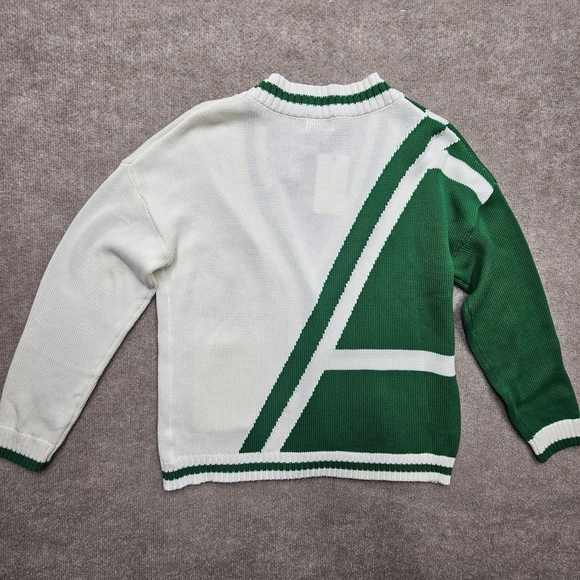 Fate Pickleball Embroidered Cardigan Sweater Size Small Green White Button Front - Picture 10 of 11